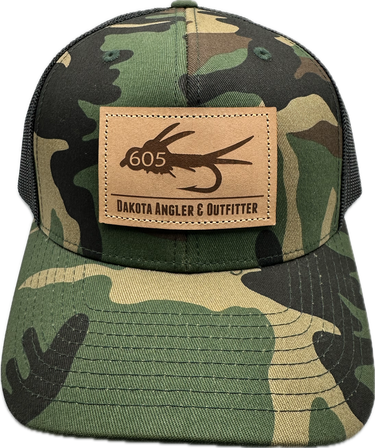 605 Fly Leather Patch Cap Camo/Black Hats, Gloves, Socks, Belts