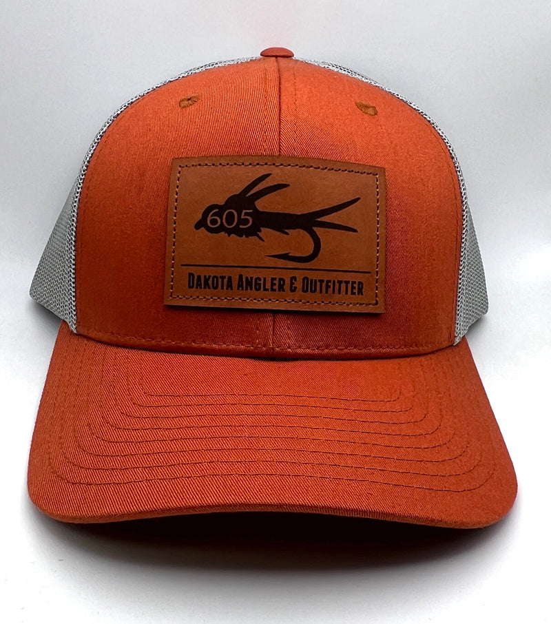 605 Fly Leather Patch Cap Dark Orange/Aluminium Hats, Gloves, Socks, Belts