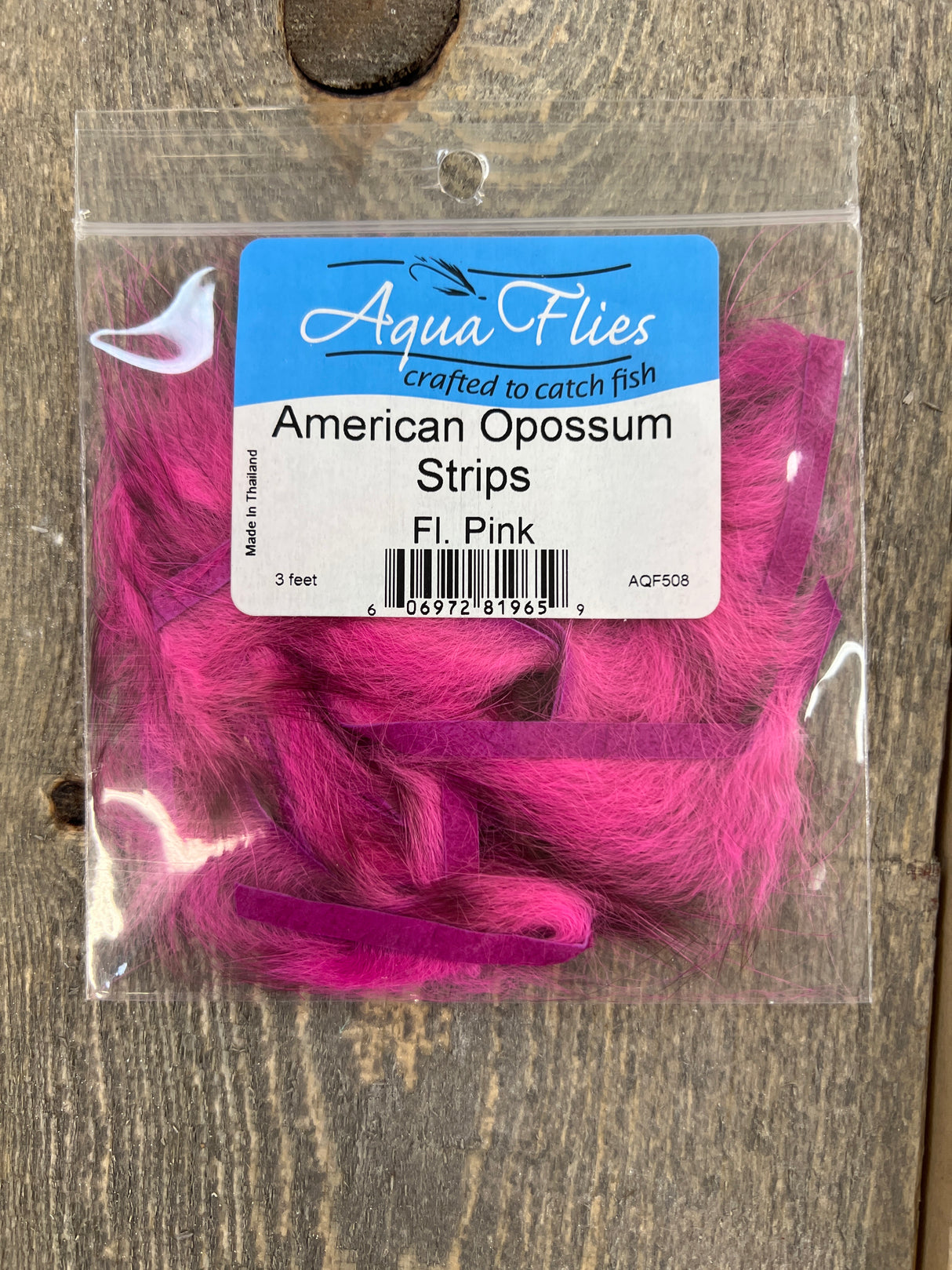 Aqua Flies American Opossum Strips Hot Pink Misc. Hair & Fur