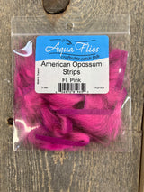 Aqua Flies American Opossum Strips Hot Pink Misc. Hair & Fur