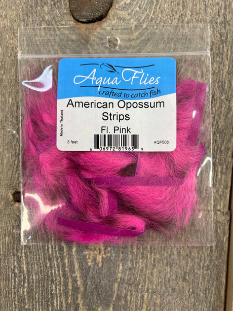 Aqua Flies American Opossum Strips Hot Pink Misc. Hair & Fur