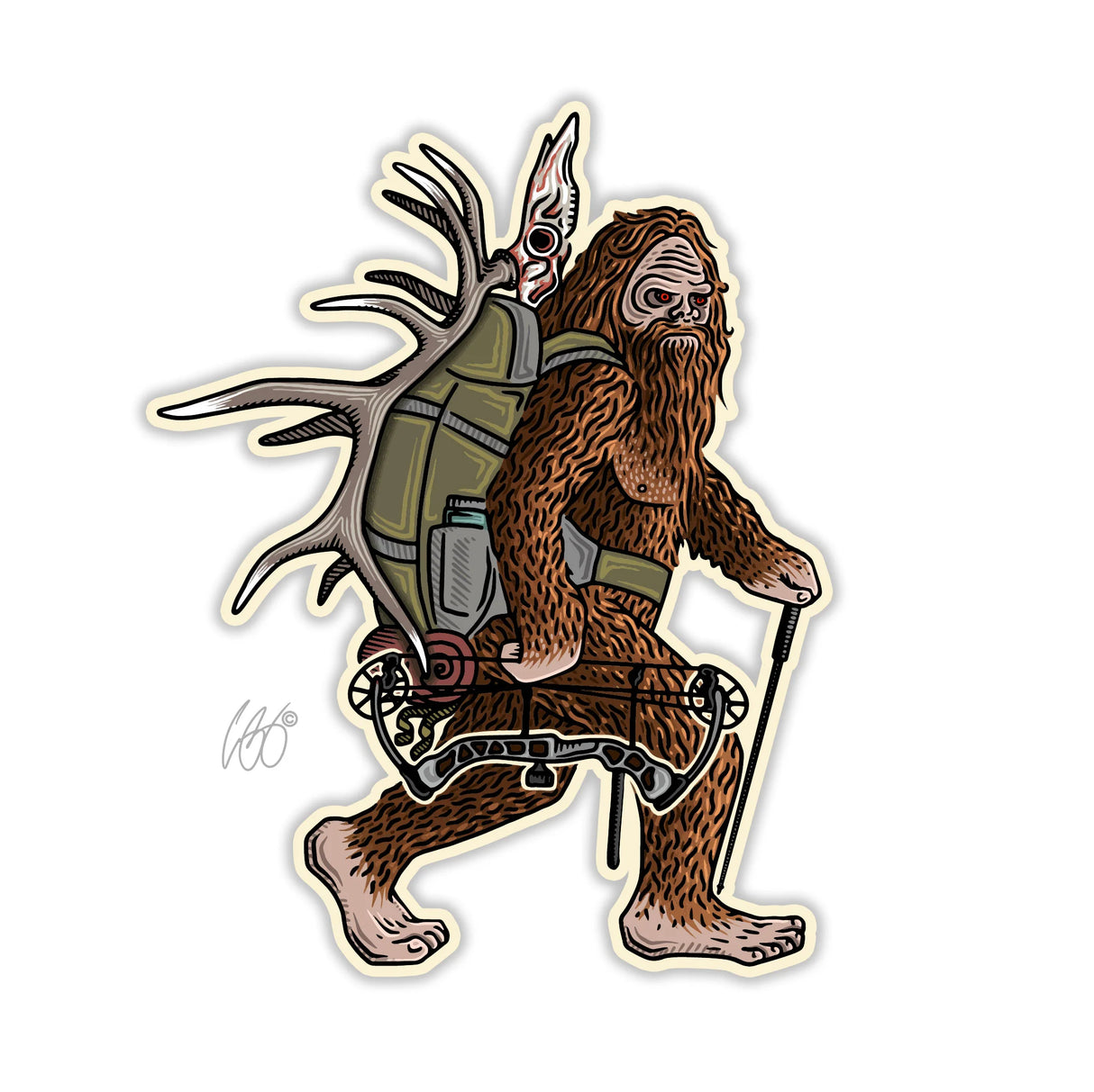 Casey Underwood Bow Squatch Sticker Stickers
