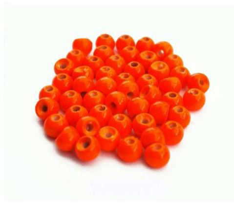 Dakota Angler and Outfitter Tungsten Round Beads 50 Pack Orange / 2.4 mm Hook Sizes 16 Beads, Eyes, Coneheads