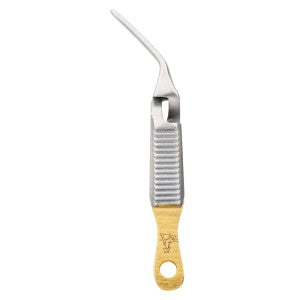 Dr. Slick Extra-Hand Fly Tweezer, 2-1/2", Self Closing, Gold & Satin, Curved Fly Fishing Accessories