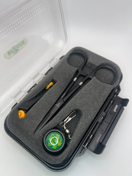 Dr. Slick Gift Set - Nipper, Reel & 5" Crossfire Standard Clamp in Medium Fly Box Fly Fishing Accessories
