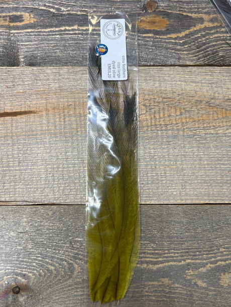 Dyed Large Emu Feathers Olive Misc. Feathers