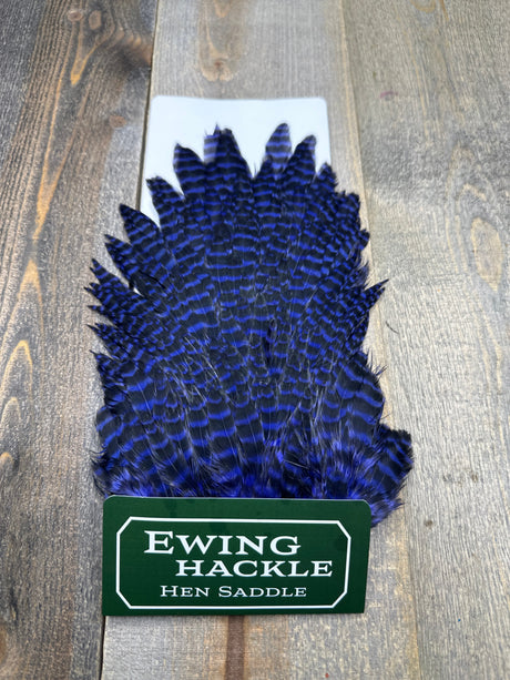 Ewing Grizzly Hen Saddle Bright Purple Hen Hackle