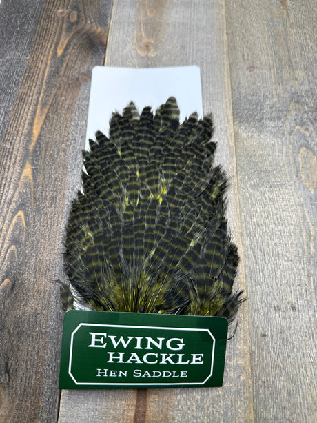 Ewing Grizzly Hen Saddle Dark Olive Hen Hackle