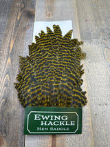 Ewing Grizzly Hen Saddle Golden Olive Hen Hackle