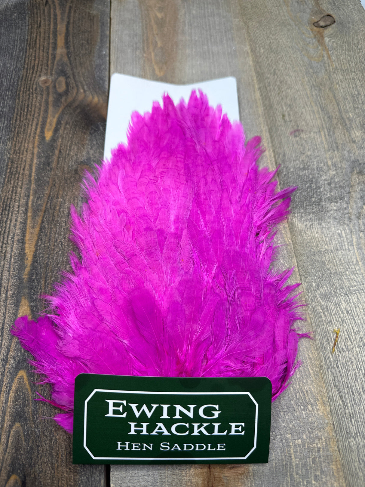 Ewing White Hen Saddle Bright Pink Hen Hackle