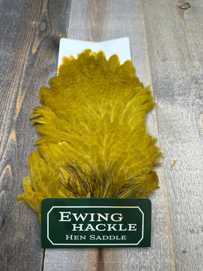 Ewing White Hen Saddle Golden Olive Hen Hackle