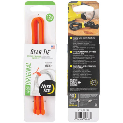 Geartie Reusable Rubber Twist Tie 12" 2 pack / Orange Fly Fishing Accessories
