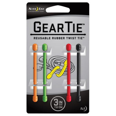Geartie Reusable Rubber Twist Tie 3" 4 pack / Assort. Fly Fishing Accessories
