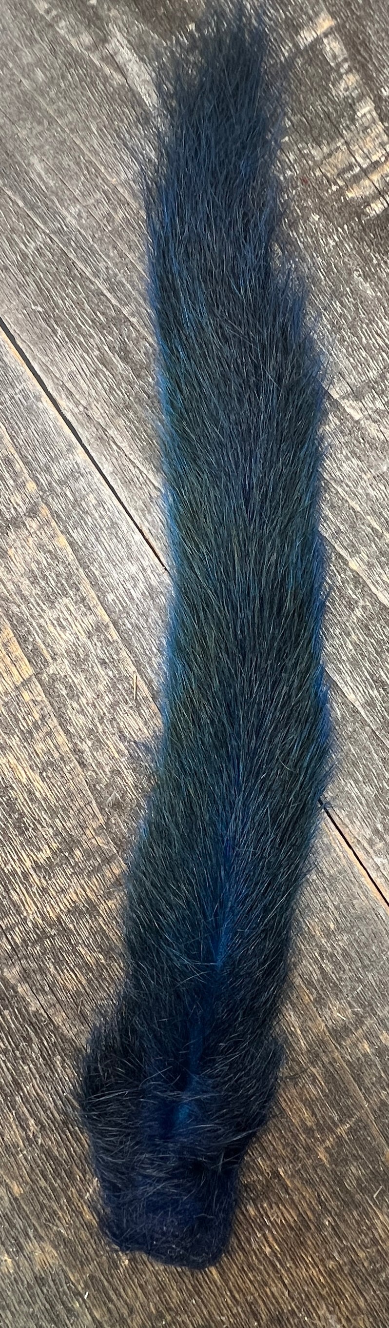 Grey Squirrel Tail Bleached Dyed Blue Hair, Fur