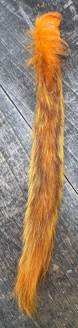 Grey Squirrel Tail Bleached Dyed Fl Orange Hair, Fur