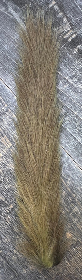 Grey Squirrel Tail Bleached Dyed Olive Hair, Fur