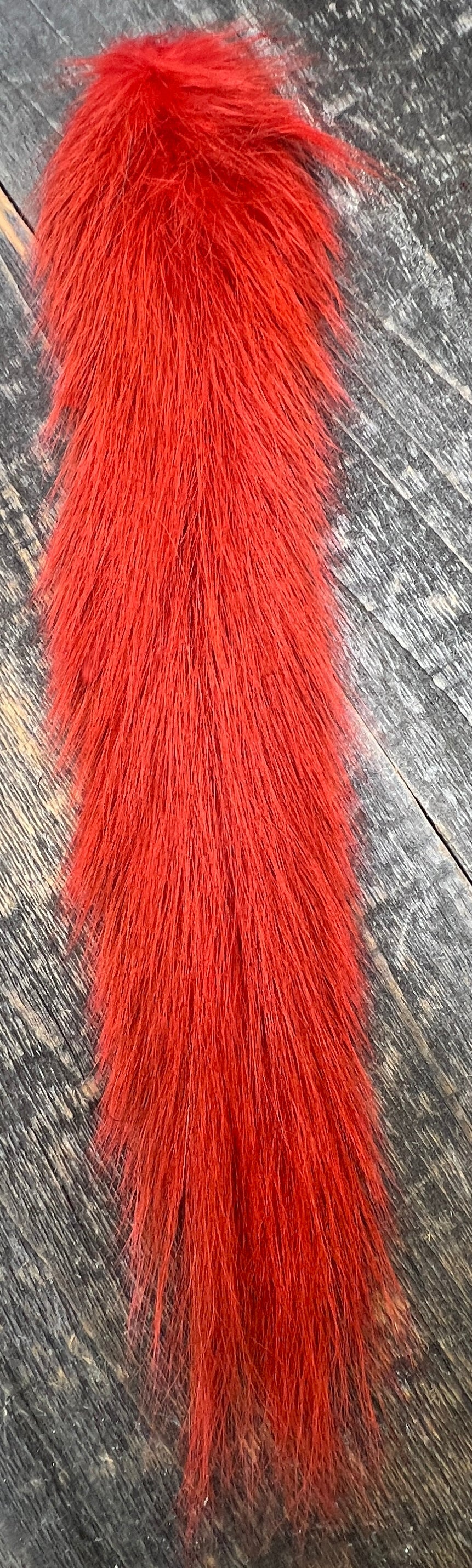 Grey Squirrel Tail Bleached Dyed Red Hair, Fur