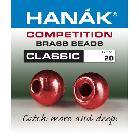 Hanak Brass Metallic+ Beads - 20 pack Red / 2.0mm Beads, Eyes, Coneheads