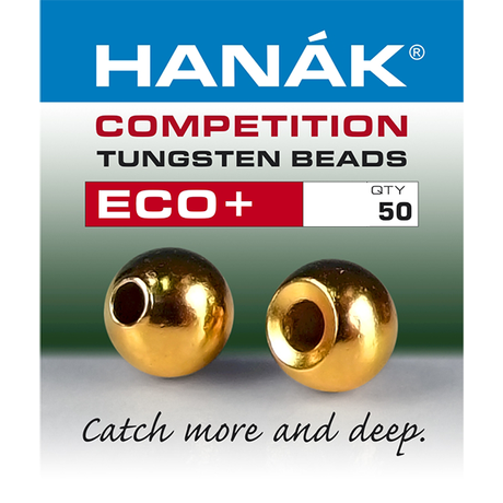 Hanak Tungsten Beads Eco+ 50 pack Gold / 2.3mm Beads, Eyes, Coneheads