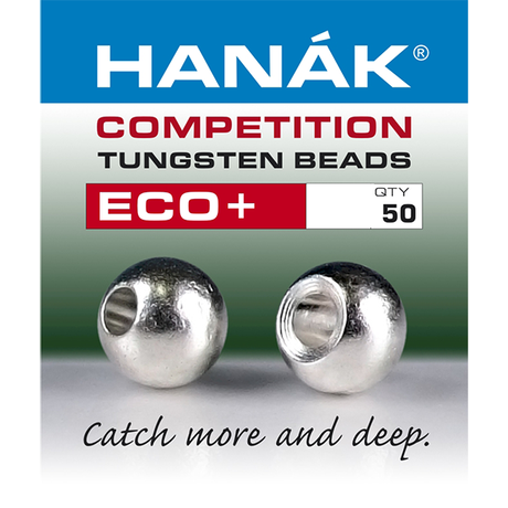 Hanak Tungsten Beads Eco+ 50 pack Silver / 2.3mm Beads, Eyes, Coneheads