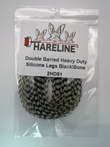 Hareline Double Barred Heavy Duty Silicone Legs #1 Black\Bone Rubber Legs
