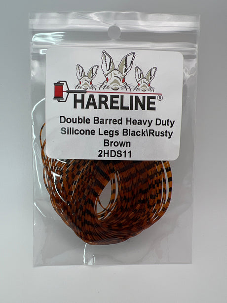 Hareline Double Barred Heavy Duty Silicone Legs #11 Black\Rusty Brown Rubber Legs