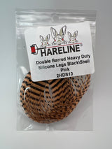 Hareline Double Barred Heavy Duty Silicone Legs #13 Black\Shell Pink Rubber Legs