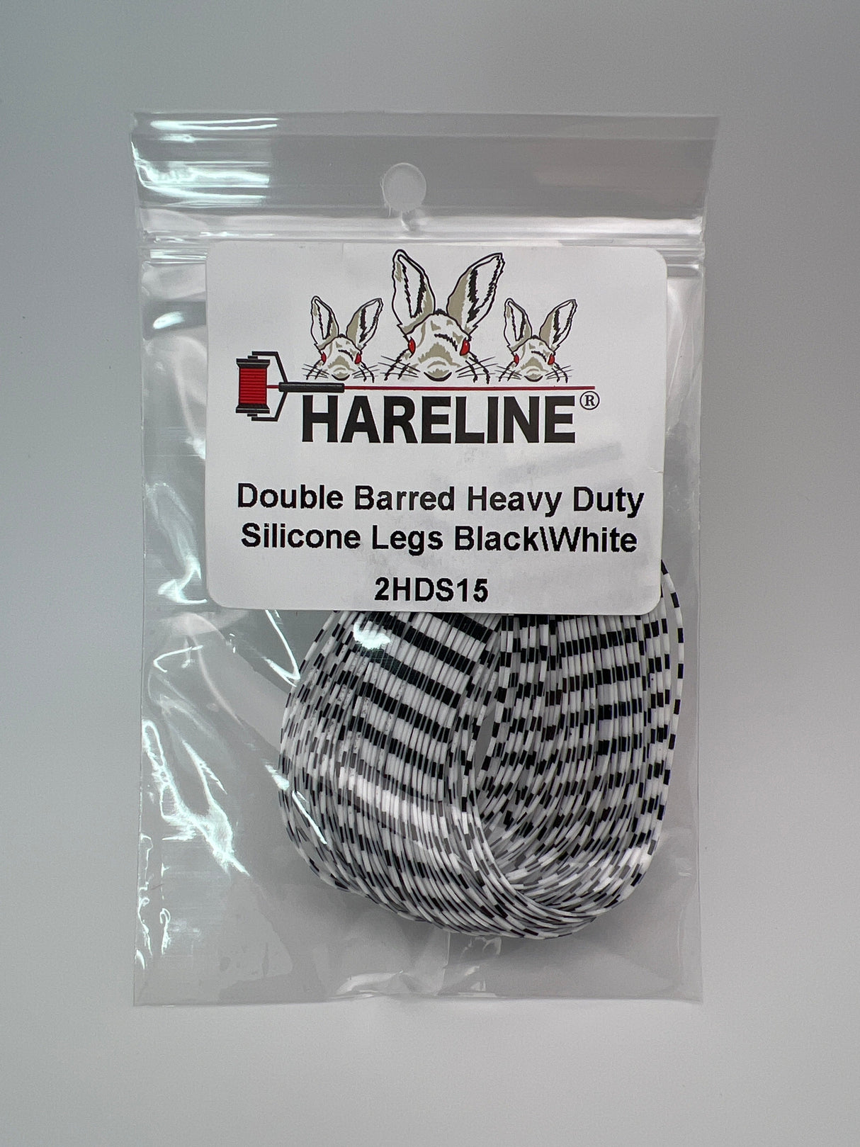 Hareline Double Barred Heavy Duty Silicone Legs #15 Black\White Rubber Legs