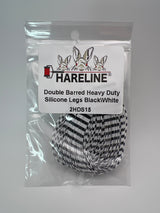 Hareline Double Barred Heavy Duty Silicone Legs #15 Black\White Rubber Legs