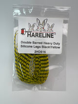 Hareline Double Barred Heavy Duty Silicone Legs #16 Black\Yellow Rubber Legs