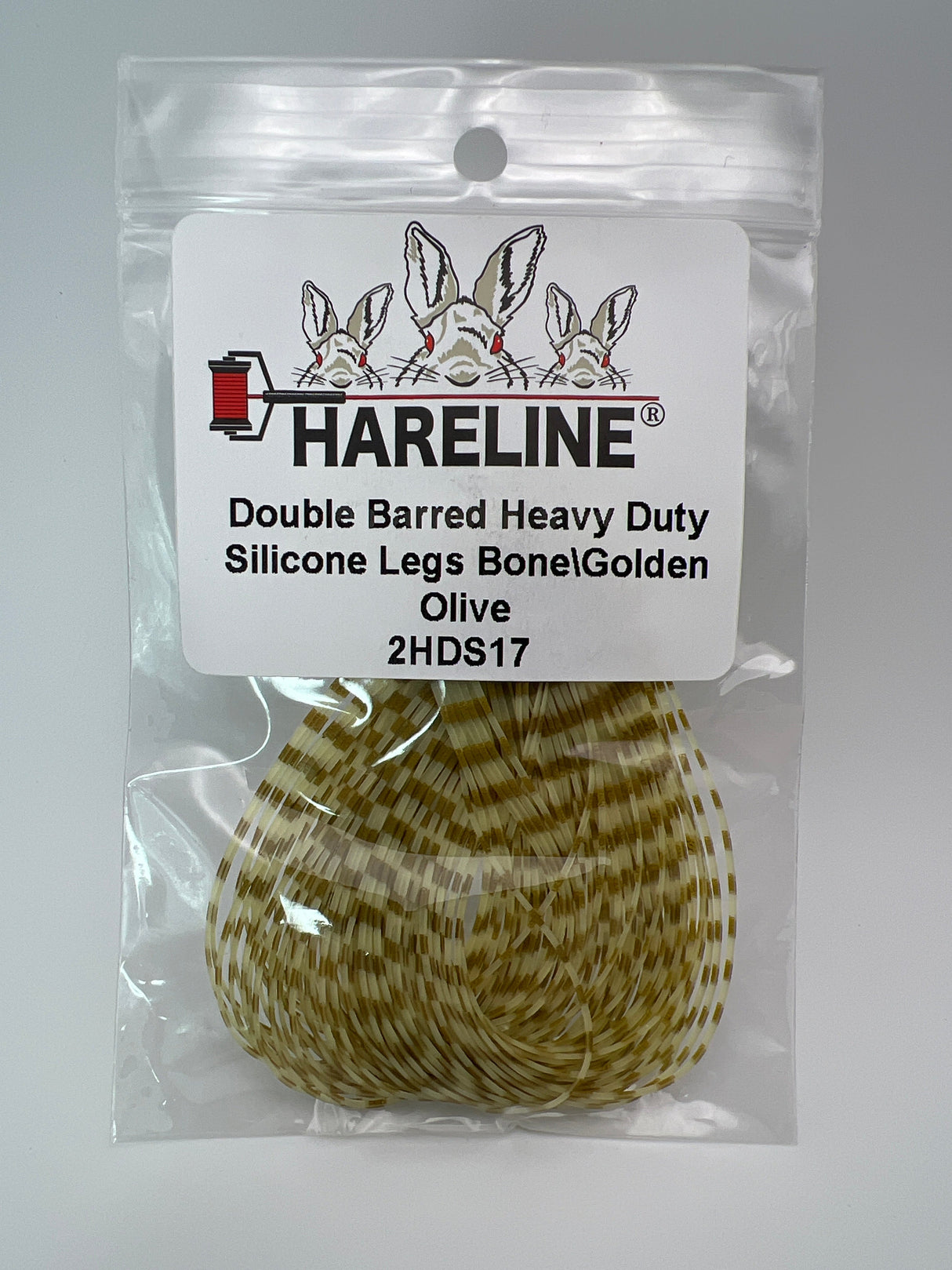 Hareline Double Barred Heavy Duty Silicone Legs #17 Bone\Golden Olive Rubber Legs