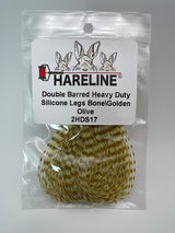 Hareline Double Barred Heavy Duty Silicone Legs #17 Bone\Golden Olive Rubber Legs