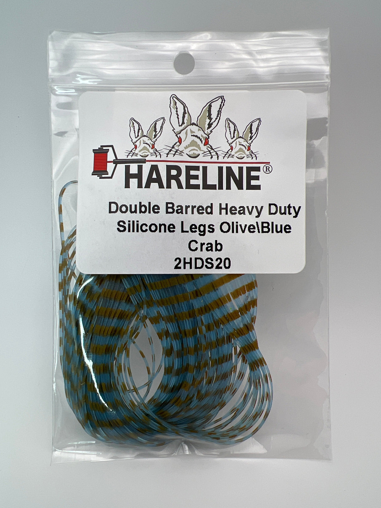Hareline Double Barred Heavy Duty Silicone Legs #20 Olive\Blue Crab Rubber Legs