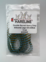Hareline Double Barred Heavy Duty Silicone Legs #20 Olive\Blue Crab Rubber Legs
