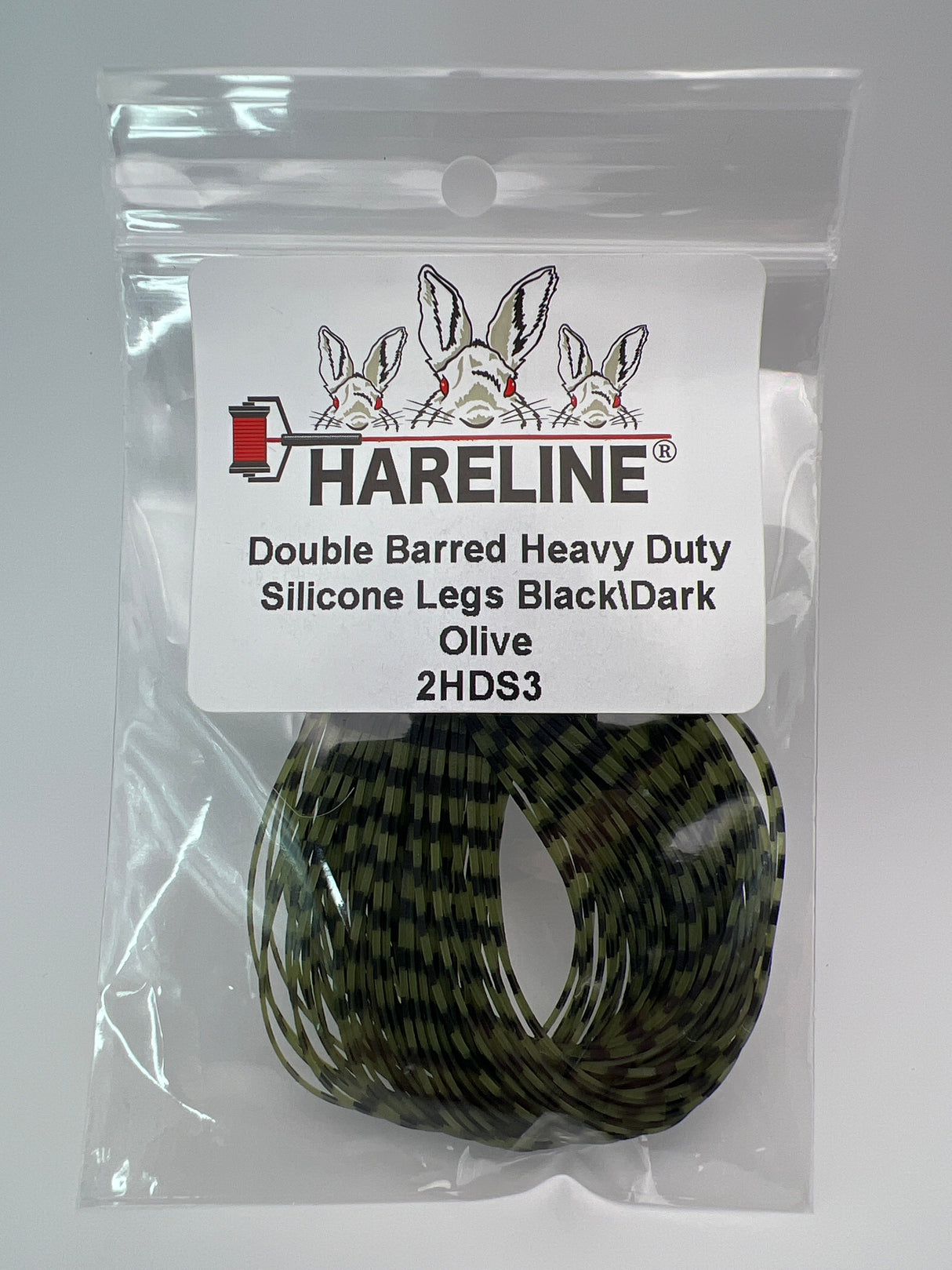 Hareline Double Barred Heavy Duty Silicone Legs #3 Black\Dark Olive Rubber Legs