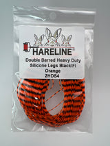 Hareline Double Barred Heavy Duty Silicone Legs #4 Black\Fl Orange Rubber Legs