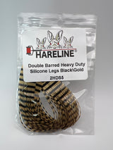 Hareline Double Barred Heavy Duty Silicone Legs #5 Black\Gold Rubber Legs