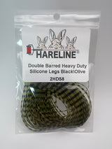 Hareline Double Barred Heavy Duty Silicone Legs #8 Black\Olive Rubber Legs