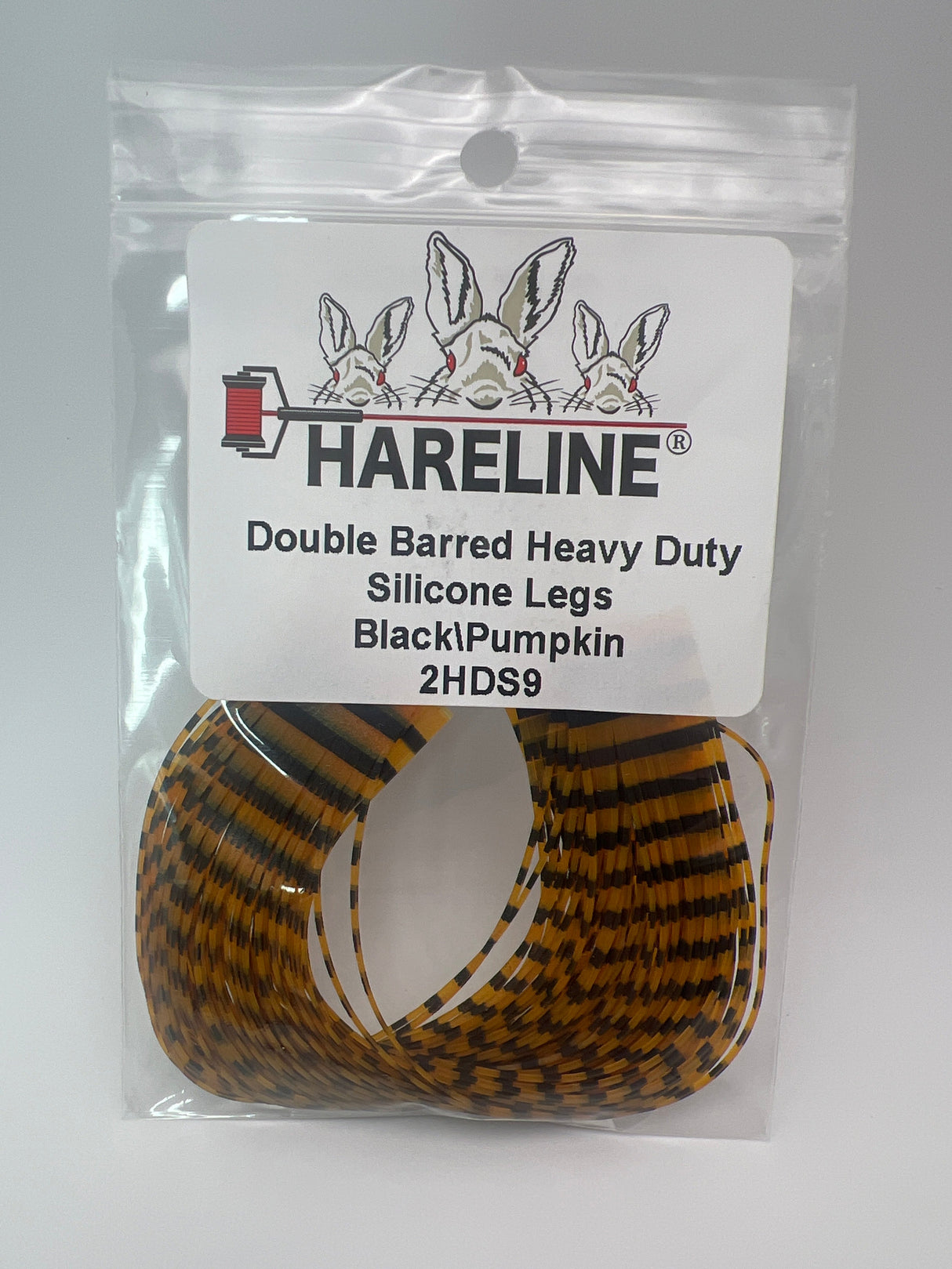 Hareline Double Barred Heavy Duty Silicone Legs #9 Black\Pumpkin Rubber Legs