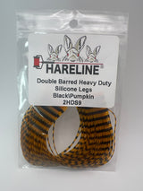Hareline Double Barred Heavy Duty Silicone Legs #9 Black\Pumpkin Rubber Legs