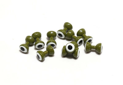 Hareline Double Pupil Lead Eyes #13 Olive w/ White & Black Pupil / Large 5.5mm Beads, Eyes, Coneheads