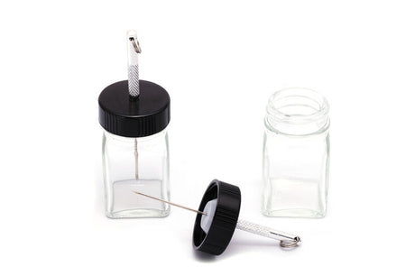 Hareline Empty Glass 1oz Glue Jar with Applicator Bodkin Cements, Glue, Epoxy