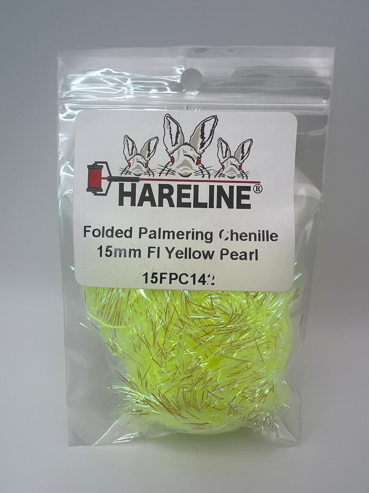 Hareline Folded Palmering Chenille 15mm / Fl Yellow Pearl #142 Chenille