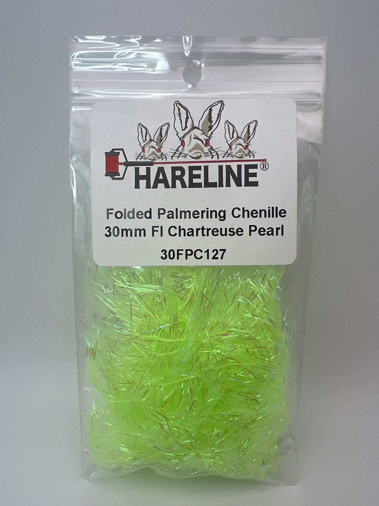 Hareline Folded Palmering Chenille 30mm / Fl Chartreuse Pearl #127 Chenille