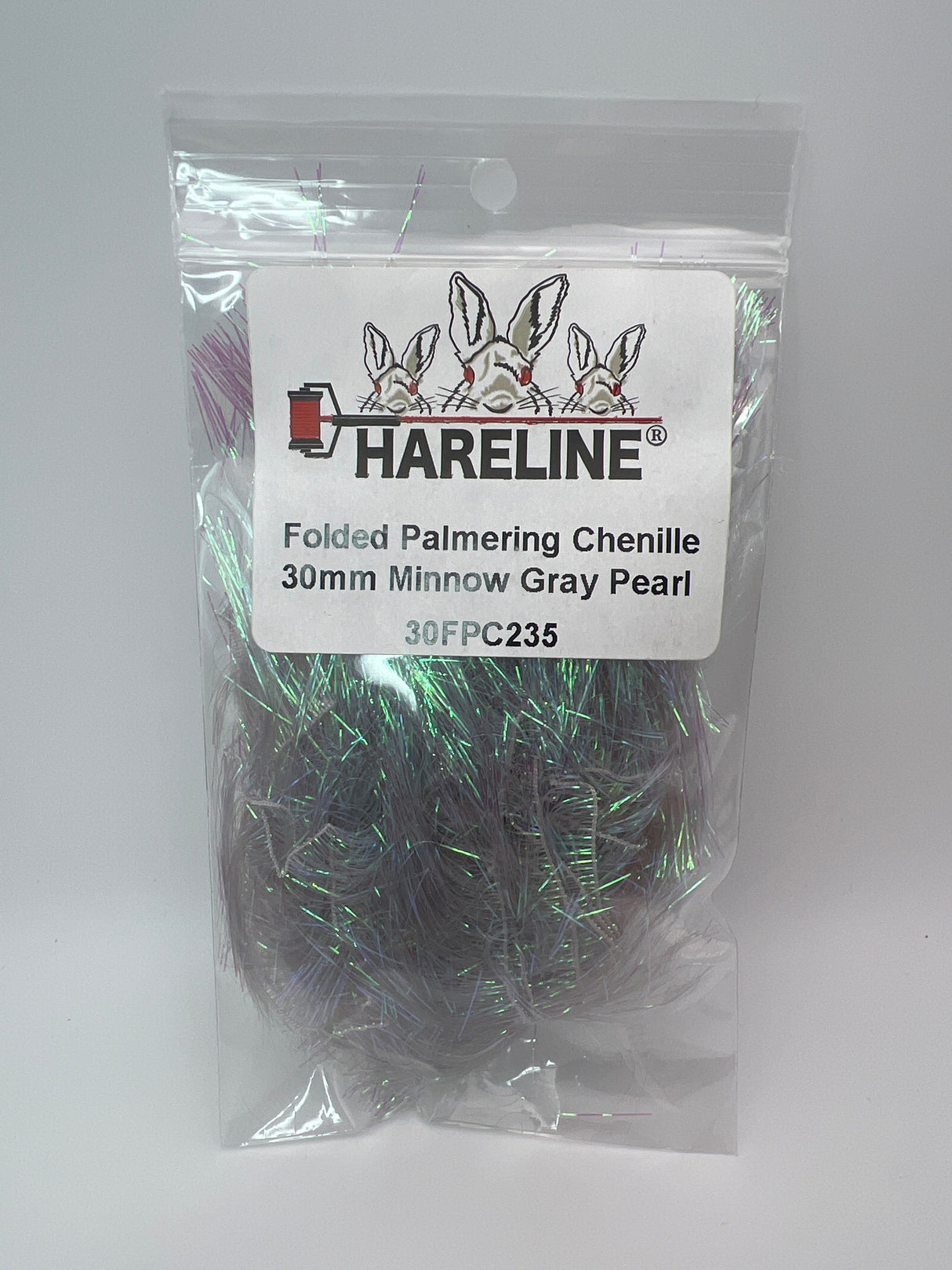 Hareline Folded Palmering Chenille 30mm / Minnow Gray Pearl #235 Chenille