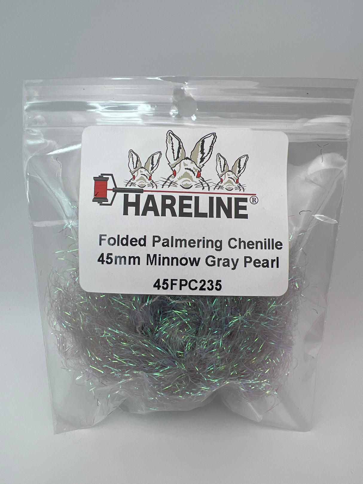Hareline Folded Palmering Chenille 45mm / Minnow Gray Pearl #235 Chenille
