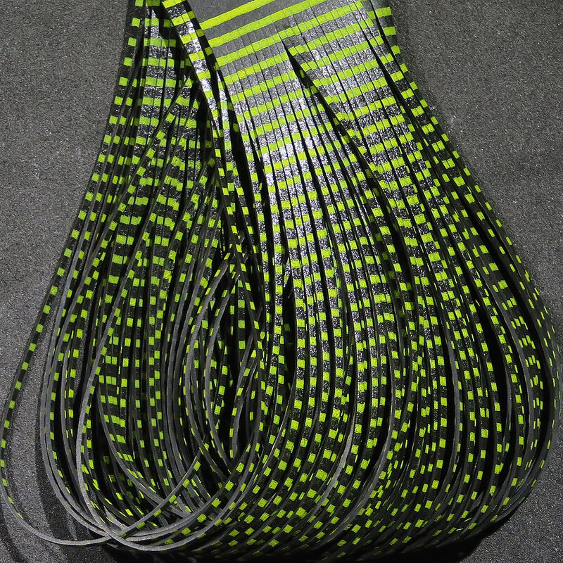 Hareline Grizzly Flutter Legs #15 Chartreuse Barred Black