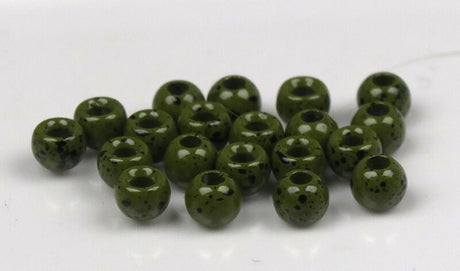 Hareline Plummeting Tungsten Beads Mottled Colors #240 Mottled Olive / 1/16 1.5mm Beads, Eyes, Coneheads