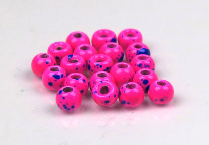 Hareline Plummeting Tungsten Beads Mottled Colors #289 Pink Jaw Breaker / 1/16 1.5mm Beads, Eyes, Coneheads