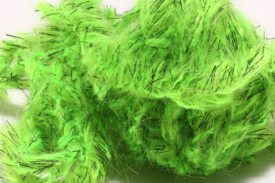 Hareline Speckled Black Mohair Scruff New Large 15mm / Fl Chartreuse #127 Chenilles, Body Materials